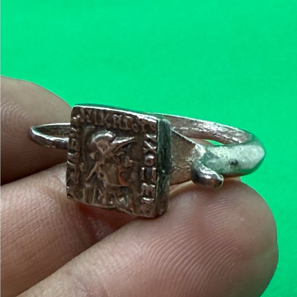 Very Antique Beautiful Mixed Slivered
Ring With Unique Greek Coins
